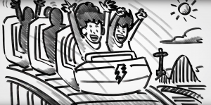 Illustration of kids on a roller coaster
